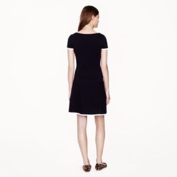 J CREW Tipped Gamine Navy Stretch Dress 4 - Picture 2 of 5